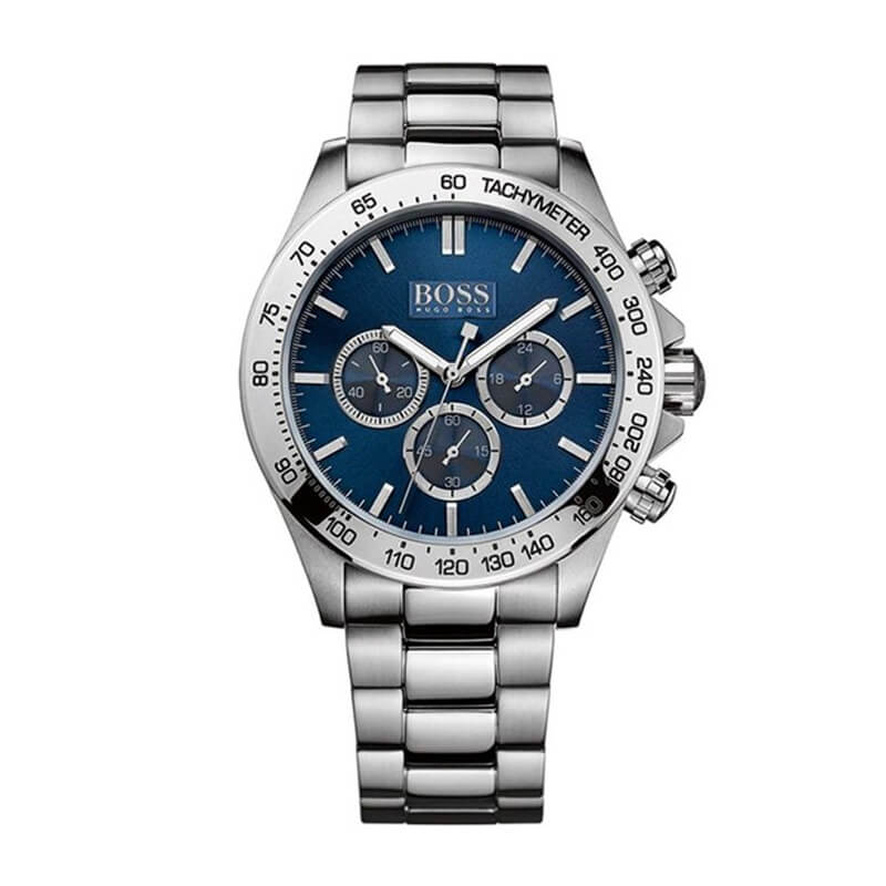 Hugo Boss Ikon Chronograph Blue Dial Silver Steel Strap Watch for Men - 1512963 1512963 - Image 1