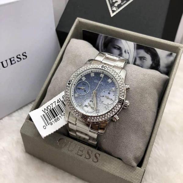 Guess Confetti Crystal Glitter Dial Ladies Watch W0774L6