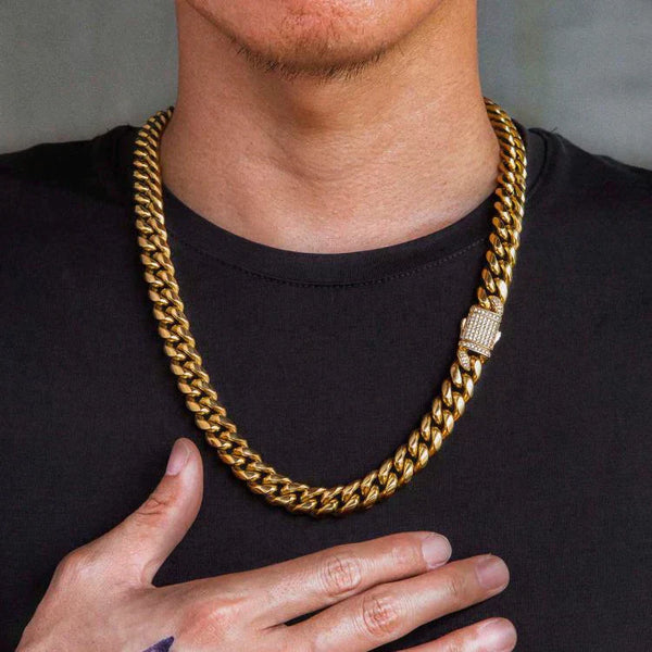 Big Daddy 12mm Clasp Gold Cuban Chain