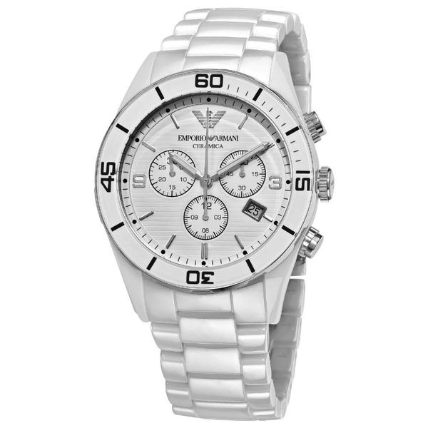 Emporio Armani White Ceramic Chronograph Ladies Watch AR1424