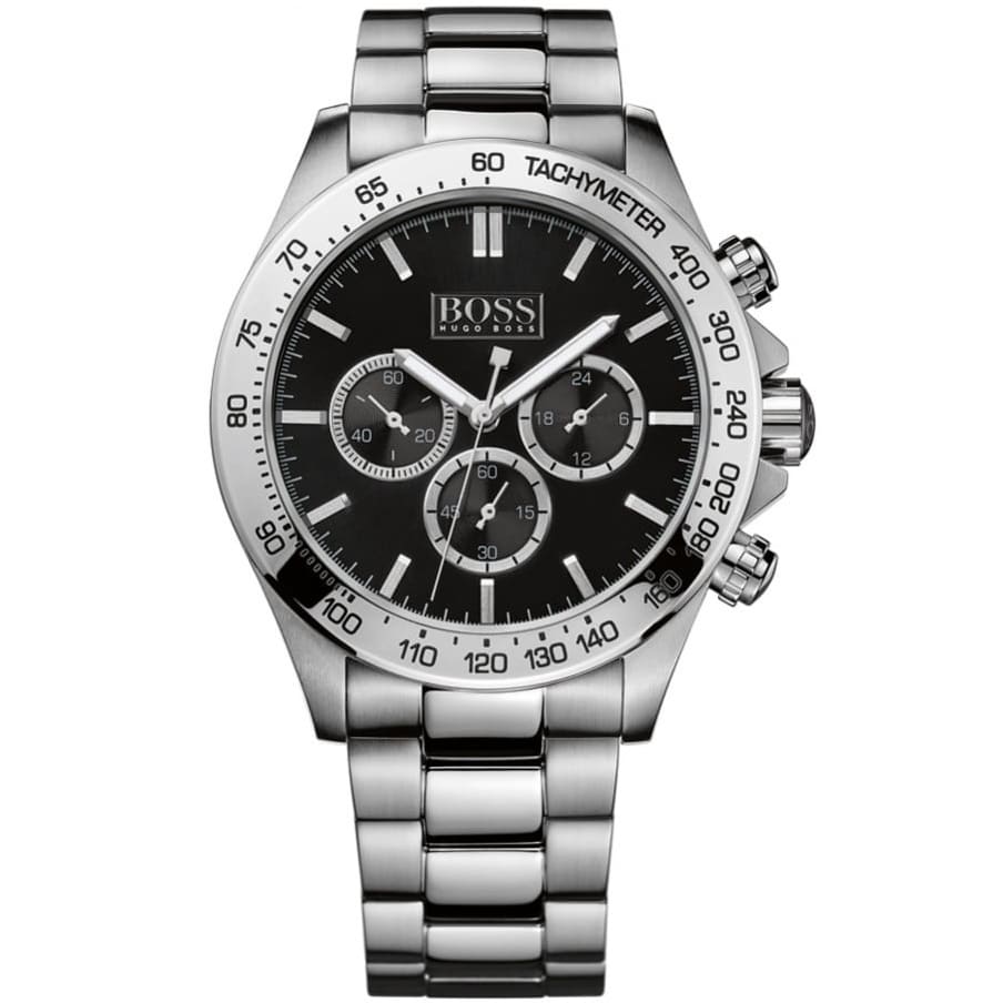 Hugo Boss Ikon Chronograph Black Dial Silver Steel Strap Men's Watch - 1512965 1512965 - Image 1