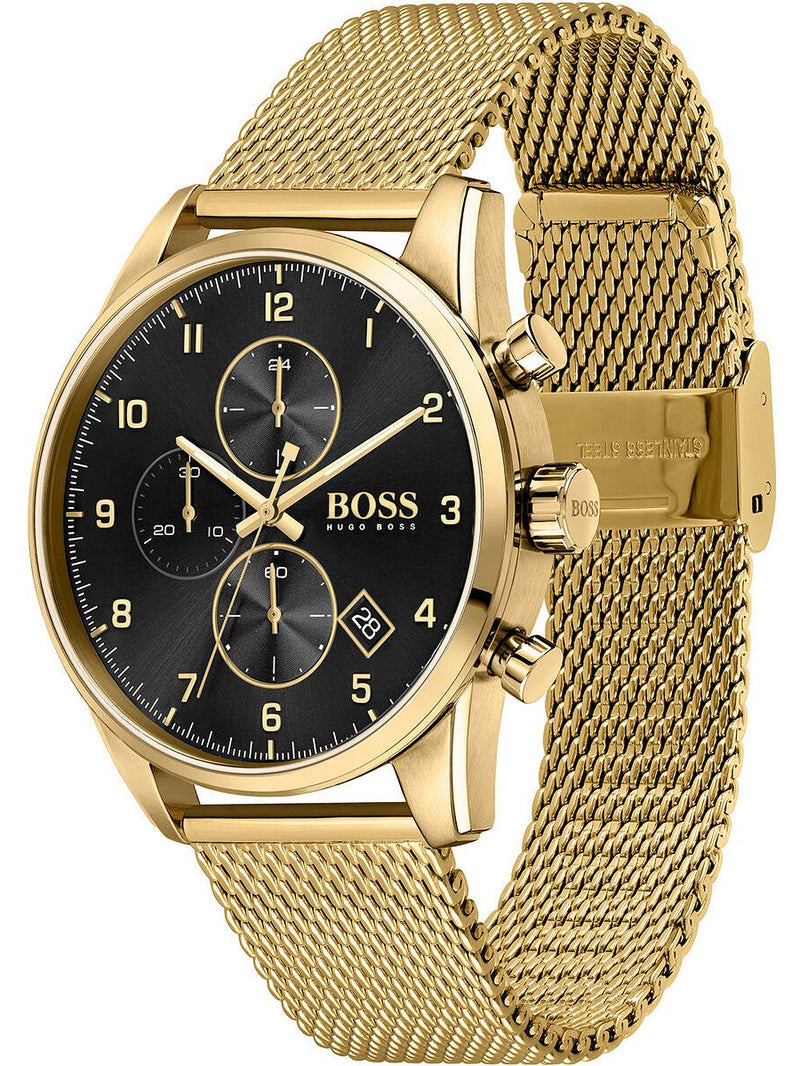 Hugo Boss Skymaster Gold Mesh Men's Watch 1513838 - Watches of Australia #2