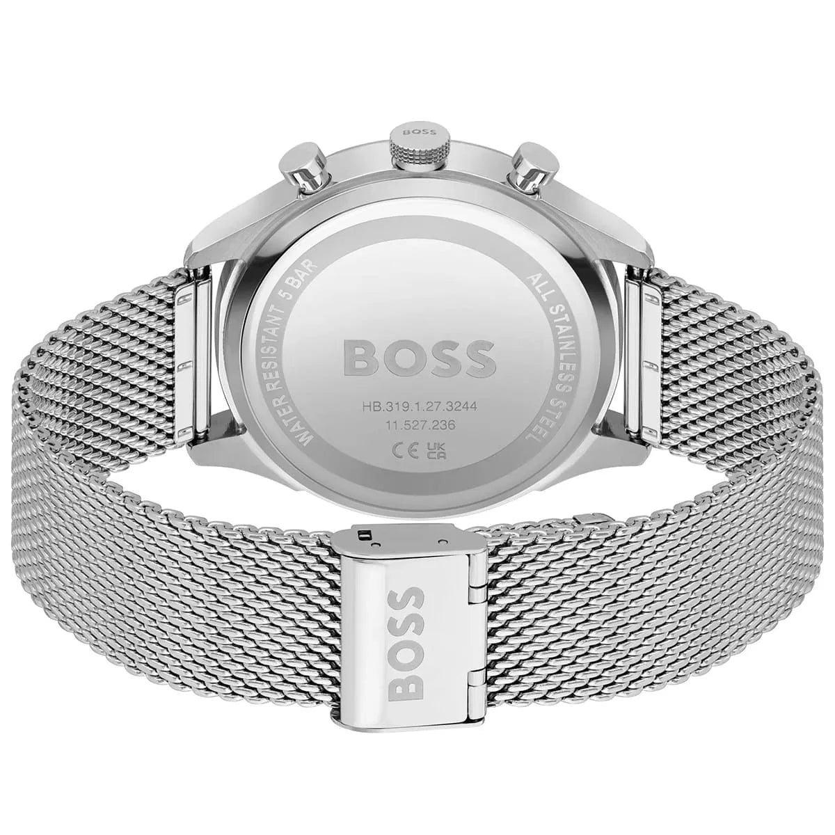 Hugo Boss Gregor Chronograph Blue Dial Silver Mesh Bracelet Watch For Men - 1514052