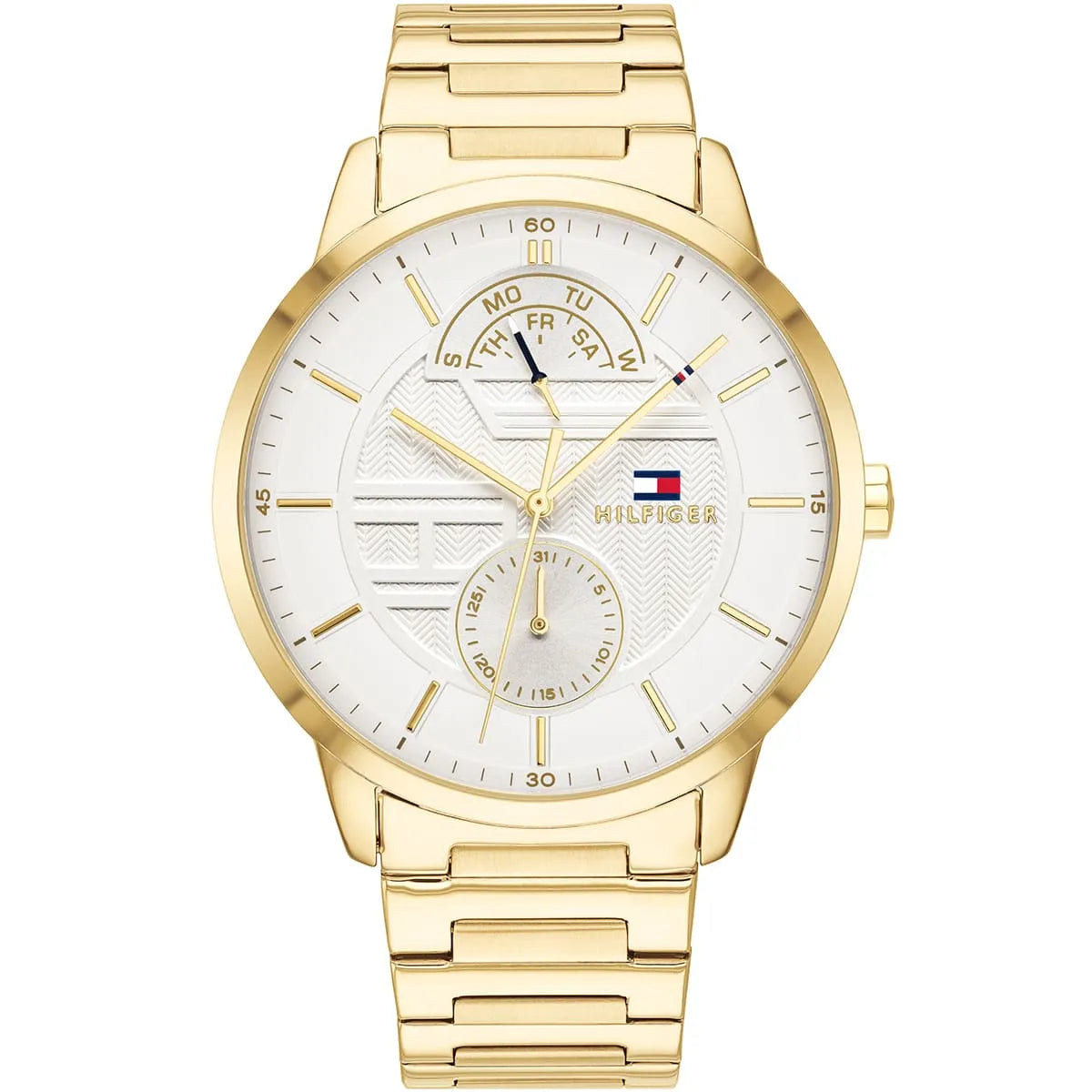 Tommy Hilfiger Hunter Multi function White Dial Gold Men's Watch - 1791609