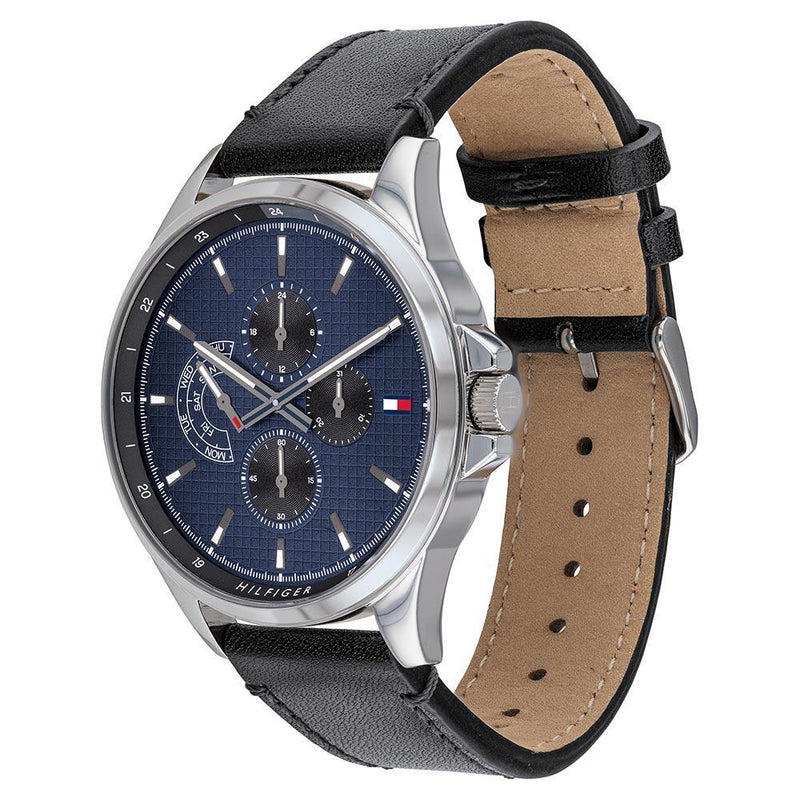 Tommy Hilfiger Black Leather Multi-function Men's Watch 1791616 - The Watches Men & CO #3