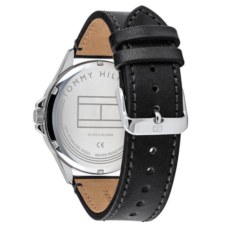 Tommy Hilfiger Black Leather Multi-function Men's Watch 1791616 - The Watches Men & CO #4