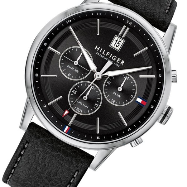 Tommy Hilfiger Multi-function Black Leather Men's Watch 1791630 - The Watches Men & CO #2