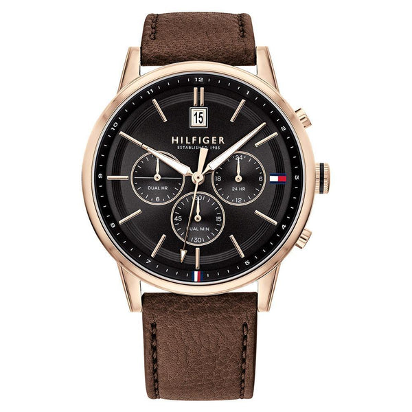 Tommy Hilfiger Multi-function Dark Brown Leather Men's Watch  1791631 - The Watches Men & CO