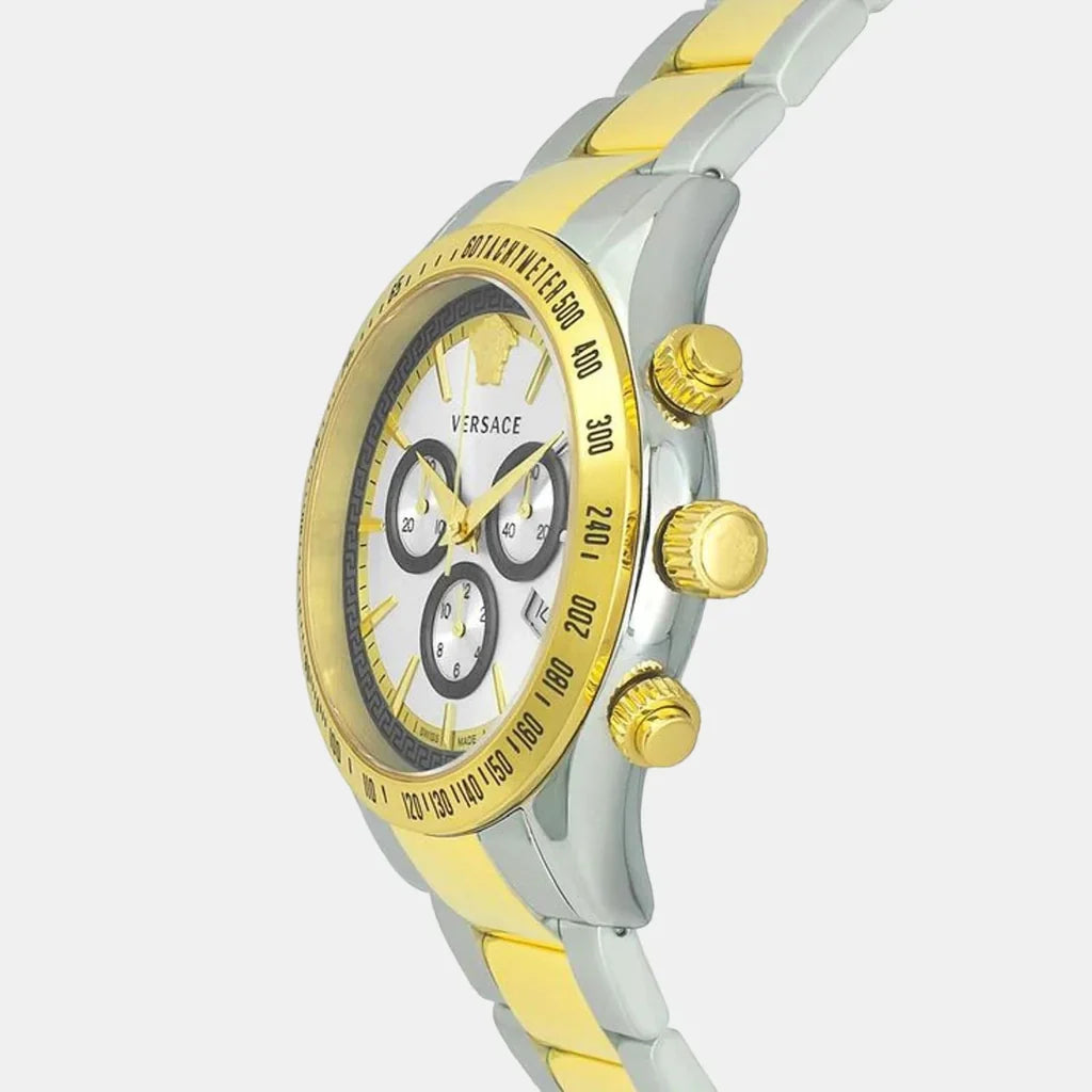Versace Chronograph Two-Tone Stainless Silver Dial Swiss Movt Watch - VEV700519