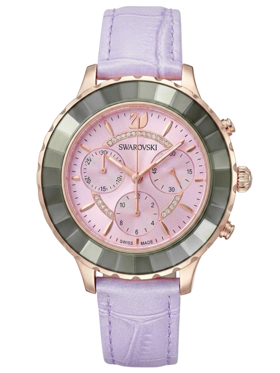 Swarovski Octea Lux Chrono Light Purple Leather Strap Women's Watch 5632263