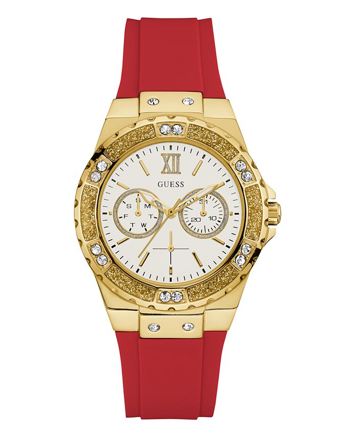 GUESS GOLD TONE CASE RED SILICONE Men's Watch  GW0431L1 - The Watches Men & CO