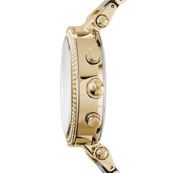 Michael Kors Parker Chronograph Green Dial Gold Ladies Watch MK6263