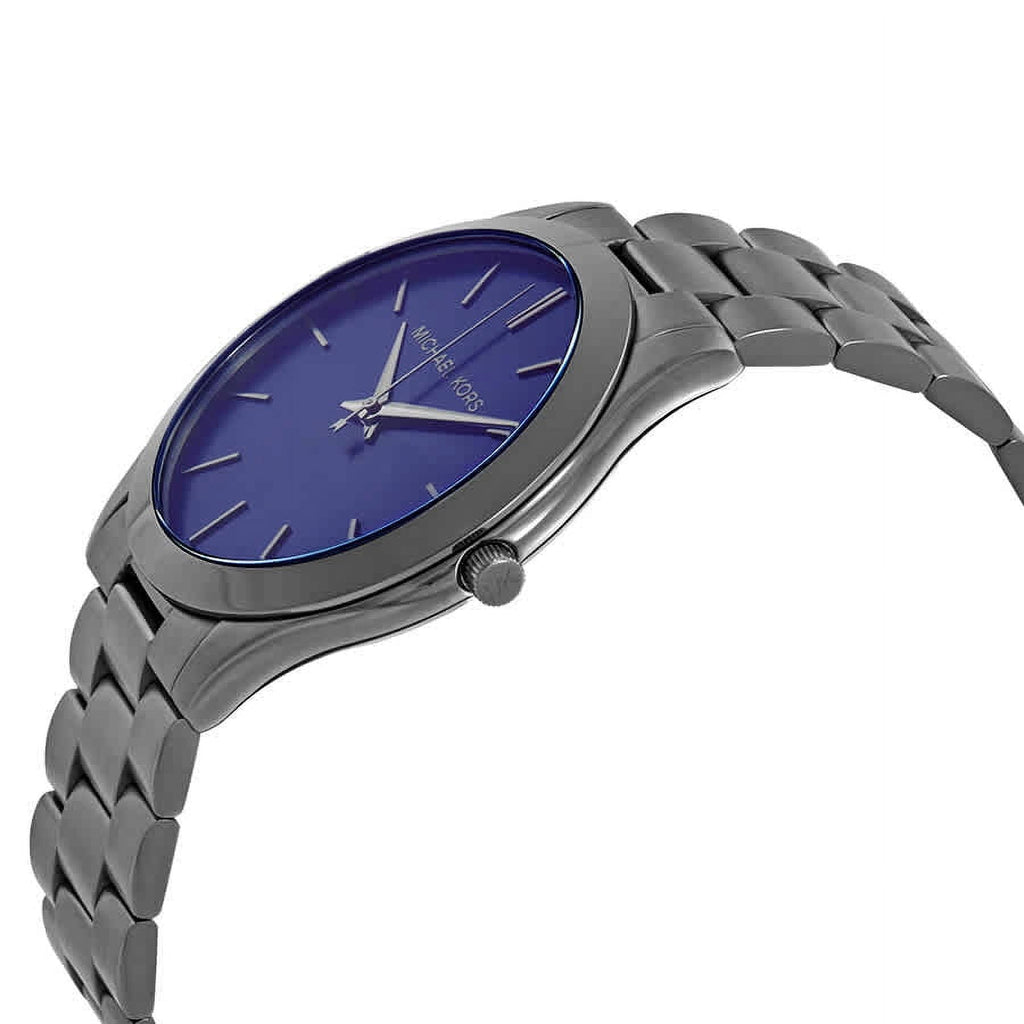 Michael Kors Slim Runway Navy Blue Dial Gunmetal Men's Watch - MK8584