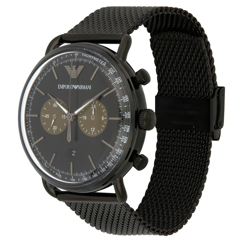 Emporio Armani Aviator Chronograph Black Mesh Men's Watch - AR11142