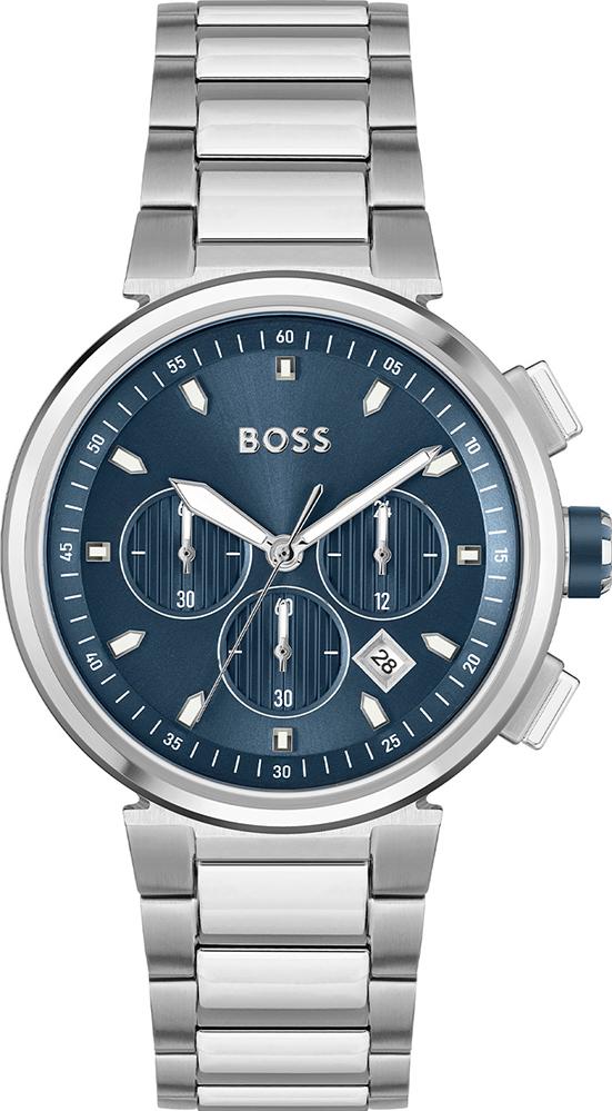 Hugo Boss One Chronograph Blue Dial Silver Steel Strap Watch For Men - 1513999