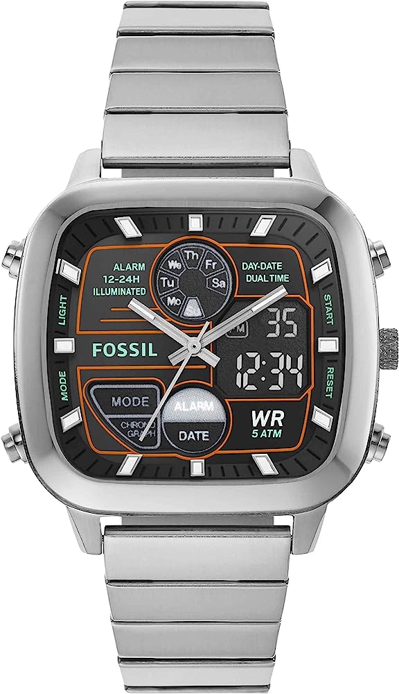 Fossil Retro Analogue-Digital Silver Men's Watch FS5890