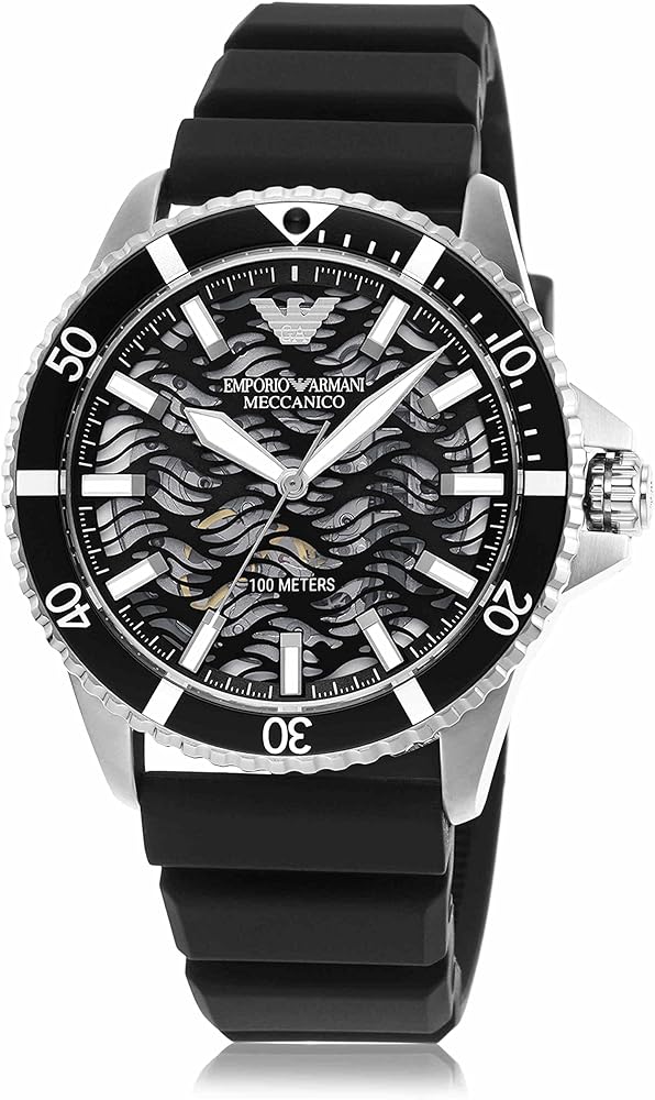 Emporio Armani Automatic Black Silicone Men's Watch  AR60062 - Watches of Australia