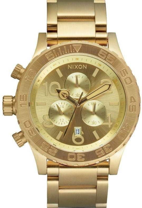 Nixon 42-20 Chrono Champagne Dial Gold Tone Men's Watch  A037-502 - Watches of Australia