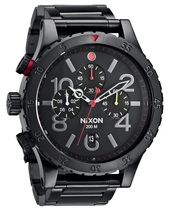 Nixon 48-20 Chrono Black Dial Black Ion-plated Men's Watch Men's Watch  A486-1320 - The Watches Men & CO