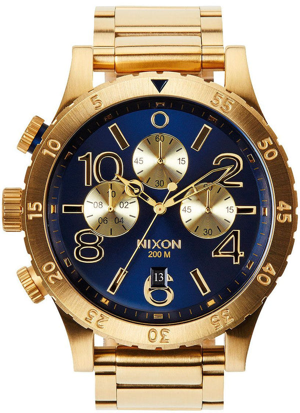 Nixon 48-20 Chrono Blue Dial Gold PVD Men's Watch  A486-1922 - Watches of Australia