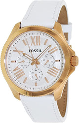 Fossil Cecile Rose gold White Leather Women's Watch  AM4486 - Watches of Australia