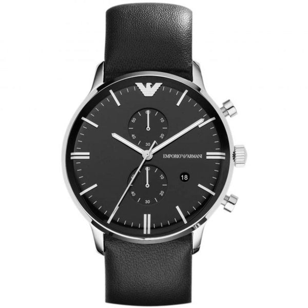 Emporio Armani Black Leather Men's Watch#AR0397 - Watches of Australia