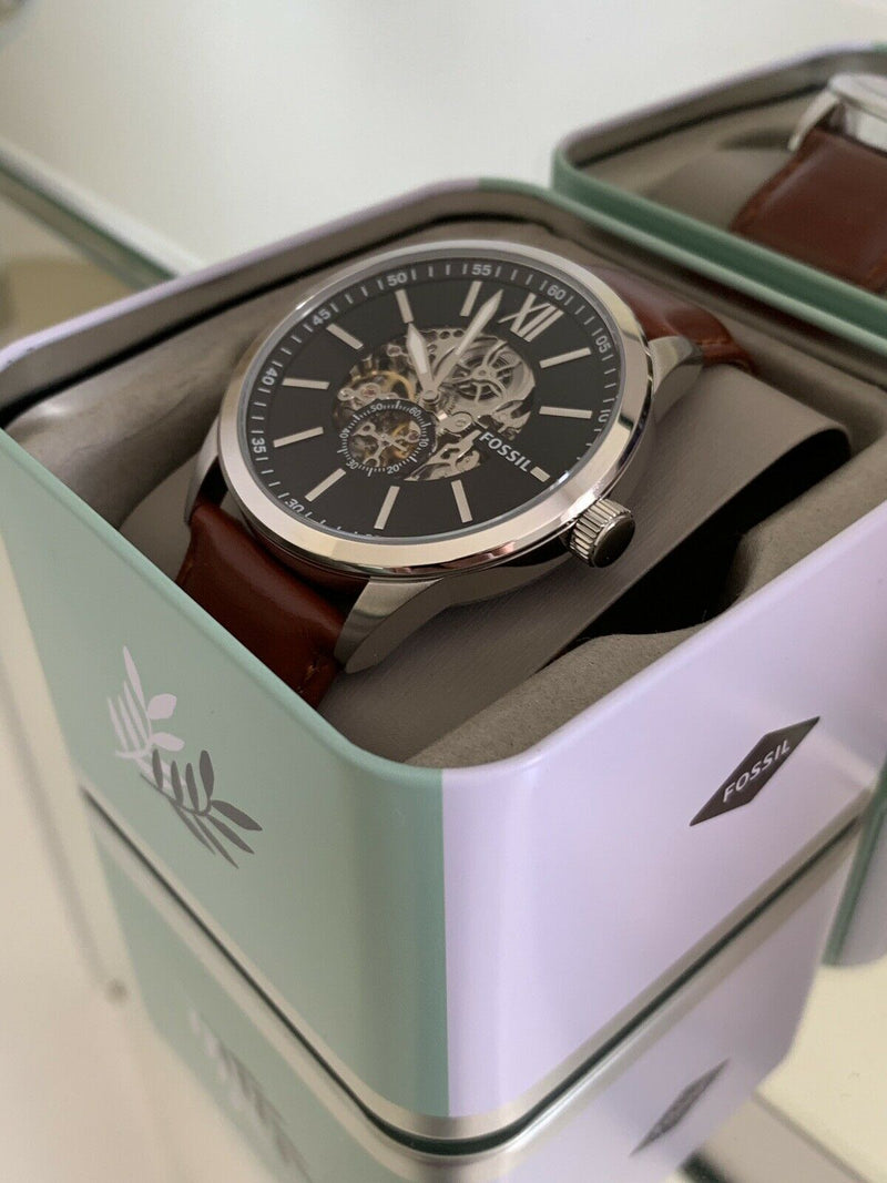 Fossil Flynn Automatic Brown Leather Men's Watch BQ2270 - Watches of Australia #4