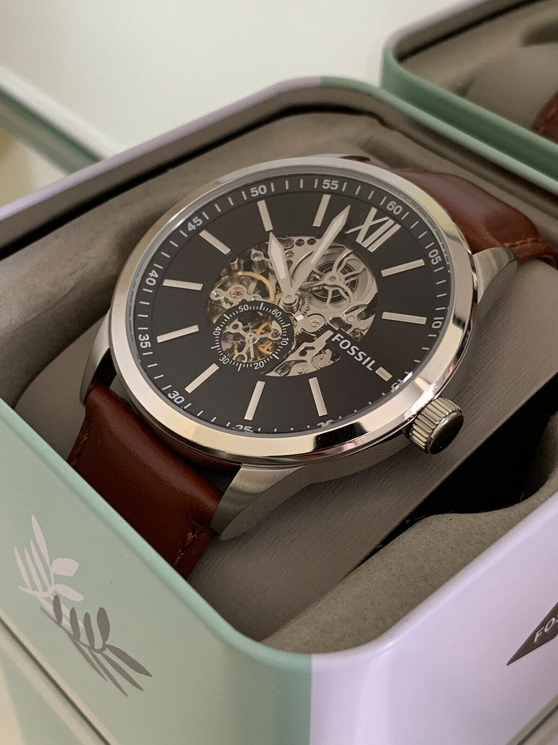 Fossil Flynn Automatic Brown Leather Men's Watch BQ2270 - Watches of Australia #5