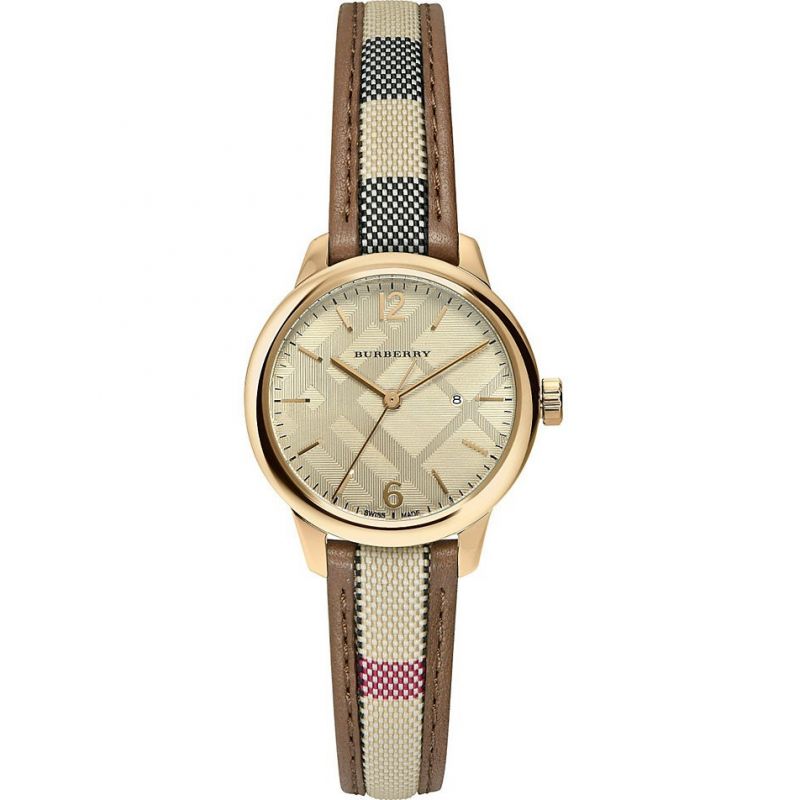 Burberry Women’s Swiss Made Leather Strap Gold Dial Women's Watch  BU10114 - Watches of Australia