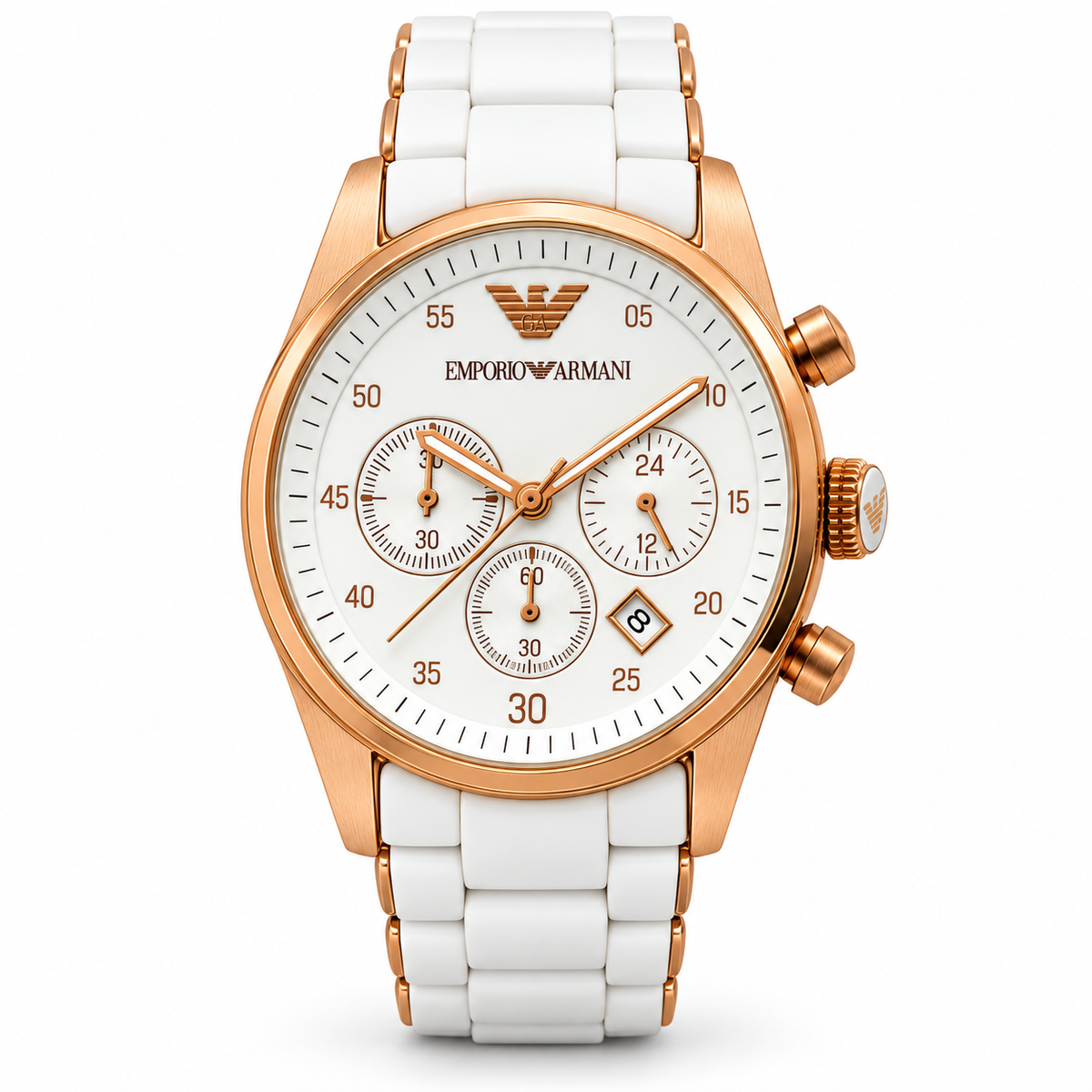 Emporio Armani Sport Chronograph White Silicone-wrapped Stainless Men's Watch AR5919
