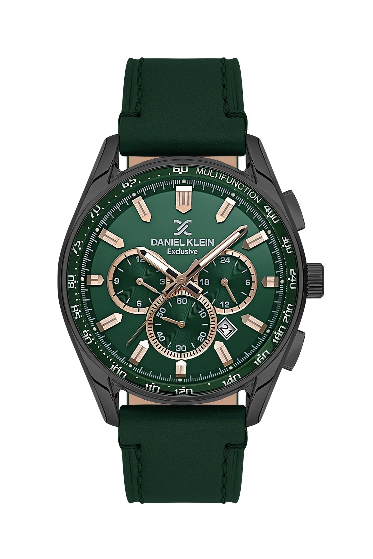 Daniel Klein Exclusive Green Dial Olive Genuine Leather Watch - DK.1.13902-5
