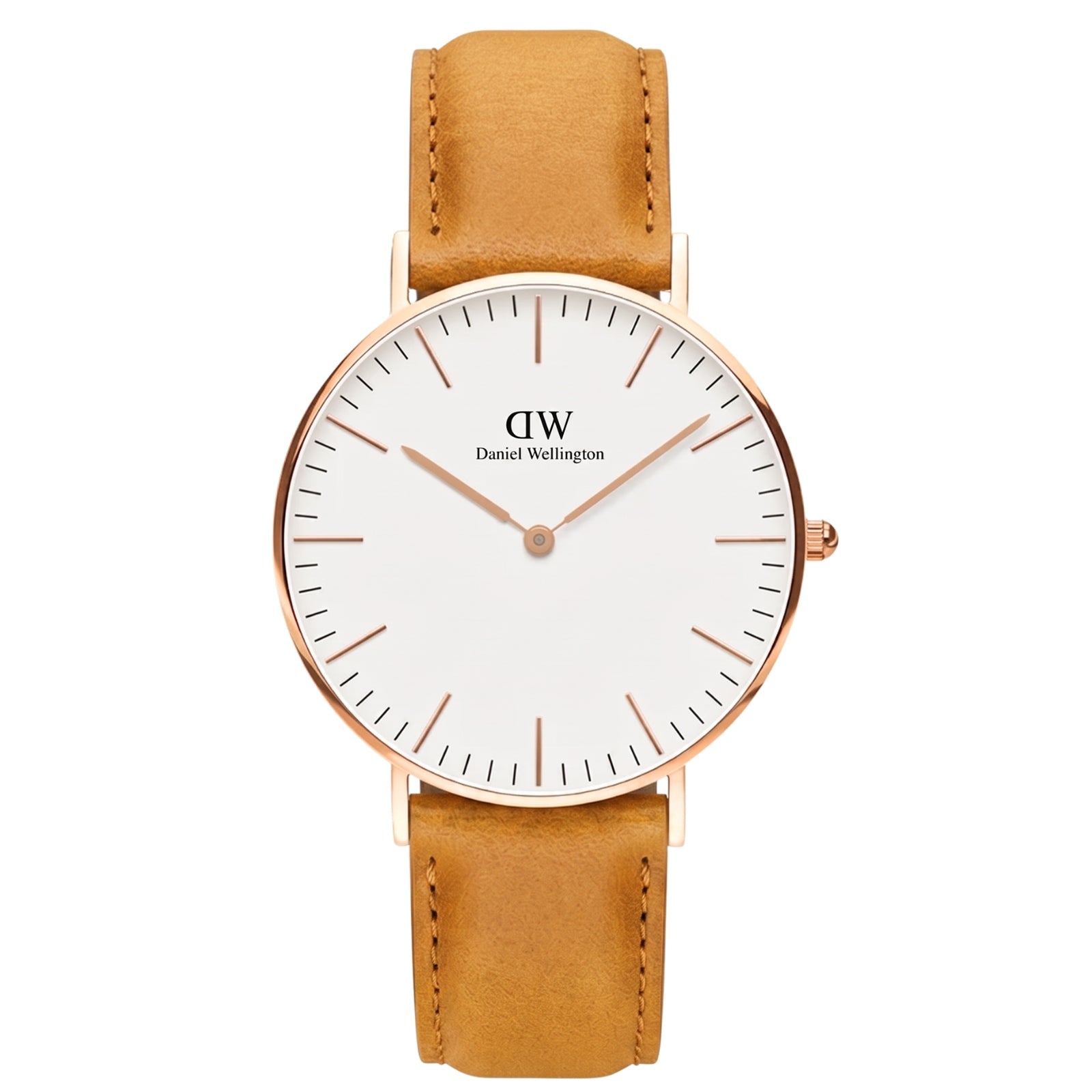 Daniel Wellington Durham 36mm Brown Genuine Leather Gold Watch - DW00100111