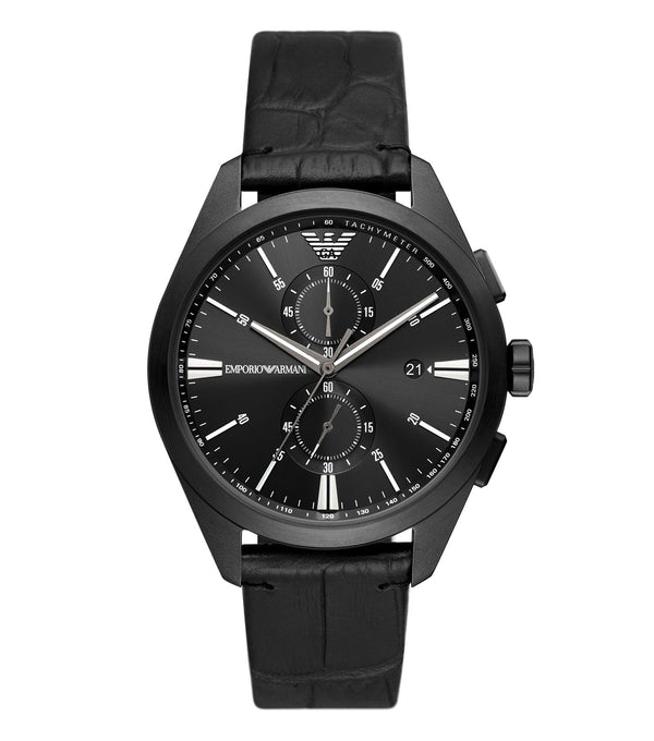 Emporio Armani Chronograph Black Leather Men's Watch  AR11483 - Watches of Australia