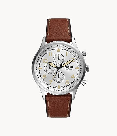 Fossil Retro Pilot Chronograph Brown Leather Men's Watch FS5809