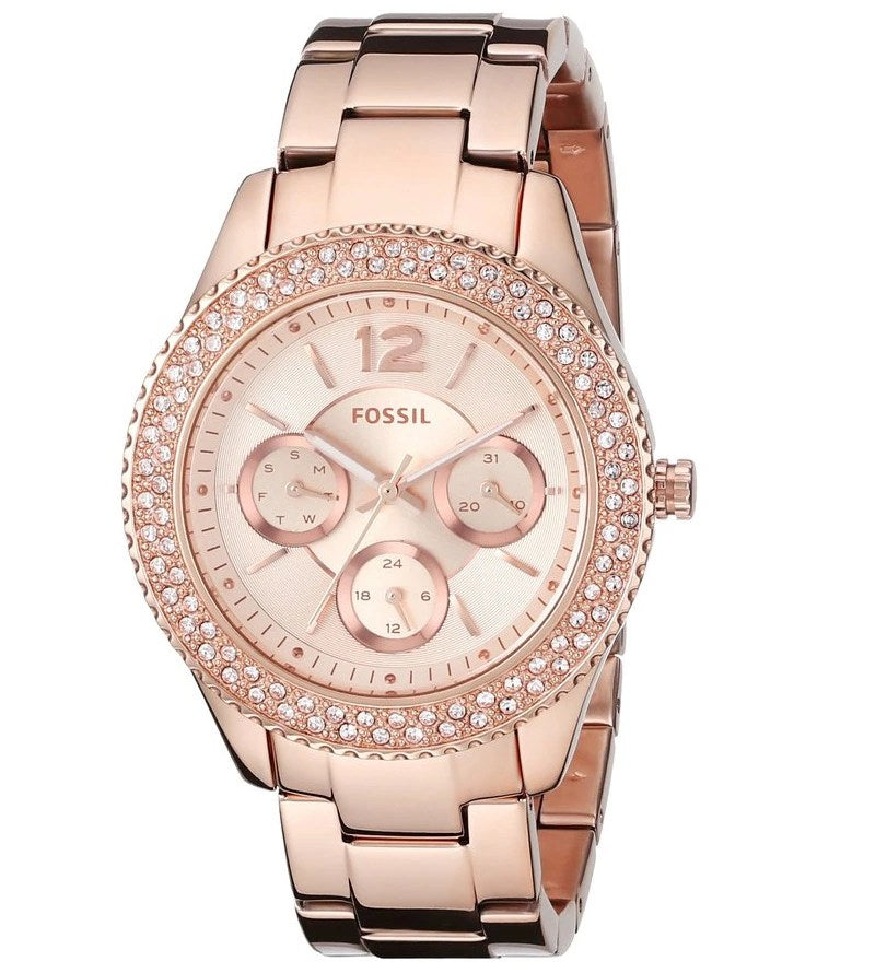 Fossil Stella Rose Dial Rose Gold-tone Ladies Watch ES3590