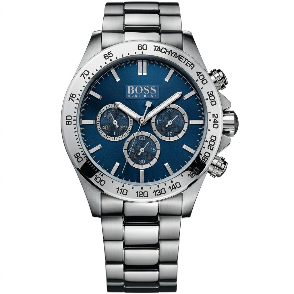 Hugo Boss Ikon Chronograph Blue Dial Silver Steel Strap Men's Watch - 1512963