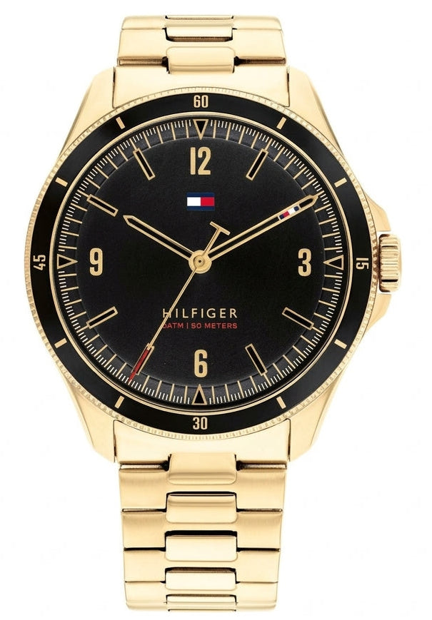 Tommy Hilfiger Maverick Black Dial Gold Men's Watch - 1791903