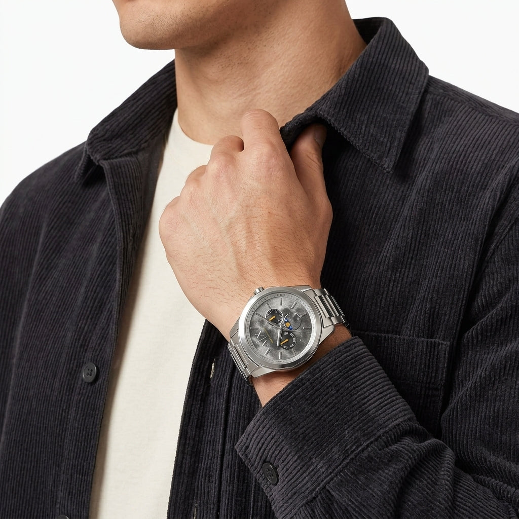 Armani Exchange Moonphase Multifunction Silver Watch - AX1736