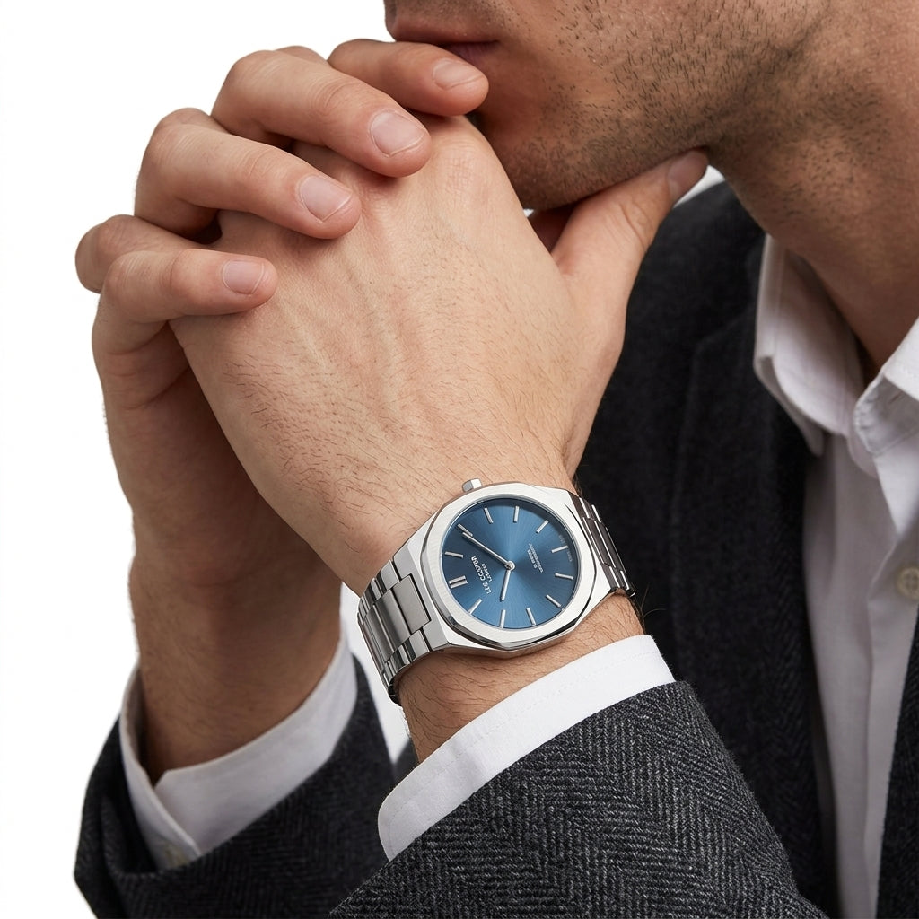 Lee Cooper Classic Blue Dial Silver Watch - LC08275.390