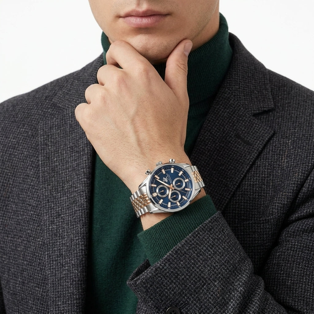Beverly Hills Polo Club Blue Dial Two-Tone Multifunction Watch - BP3823X.590