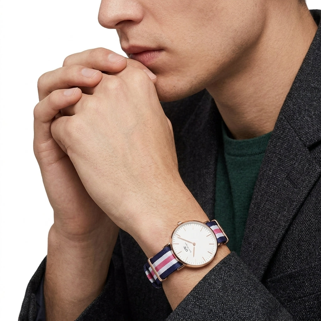 Daniel Wellington Southampton 36mm White Dial Tricolour Gold Watch - DW00100034