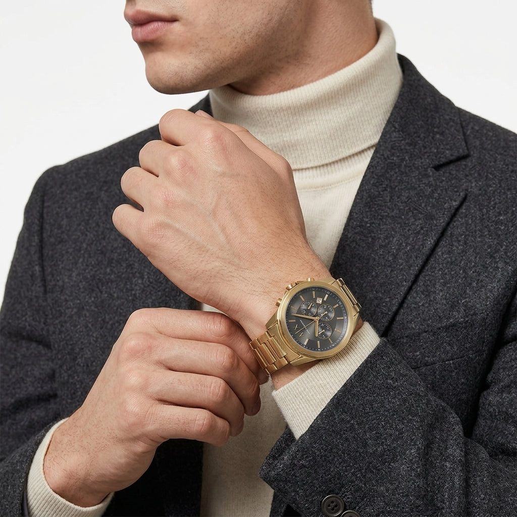 Armani Exchange All Gold Chronograph Grey Dial Men's Watch - AX1721