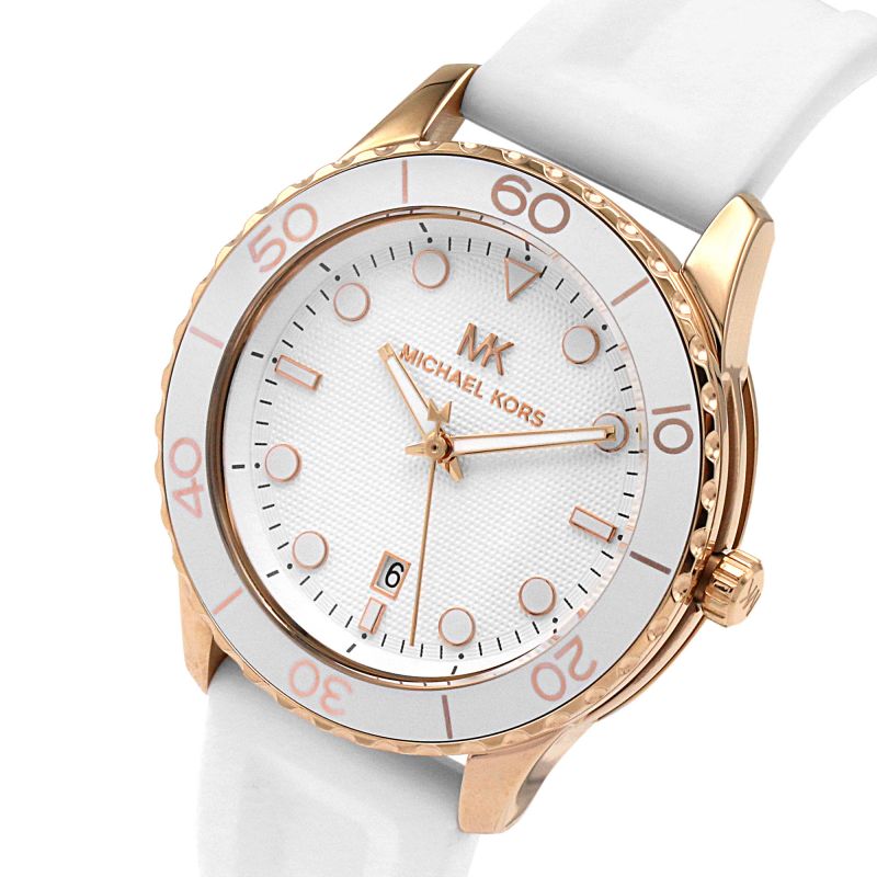 Michael Kors Runway White Silicon Strap Women's Watch MK6853 - Watches of Australia #3