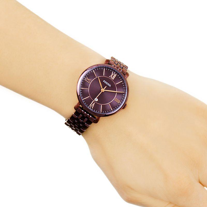 Fossil Jacqueline Wine Ion-plated Ladies Watch ES4100 - Watches of Australia #5