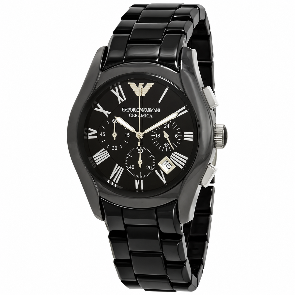 Emporio Armani Chronograph Black Dial Black Ceramic Men's Watch AR1400