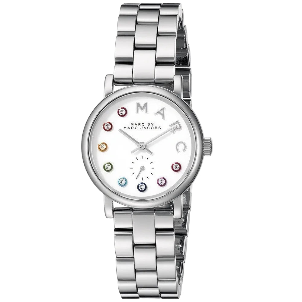 Marc By Marc Jacobs Baker Multicolor Crystal Markers Silver Watch MBM3420
