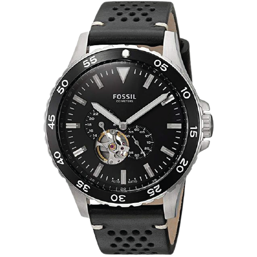 Fossil Crewmaster Sports Automatic Black Leather Men's Watch  ME3148 - Watches of Australia