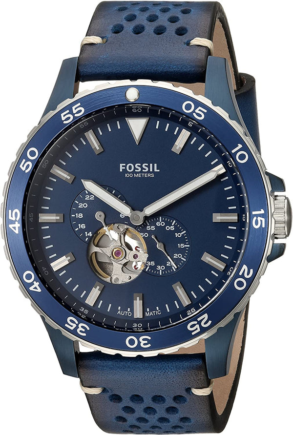 Fossil Crewmaster Sports Automatic Blue Leather Men's Watch  ME3149 - Watches of Australia