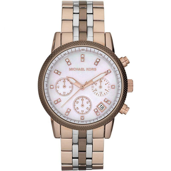 Michael Kors Ritz Champagne White Dial Tri-Tone Ladies Watch  MK5642 - The Watches Men & CO