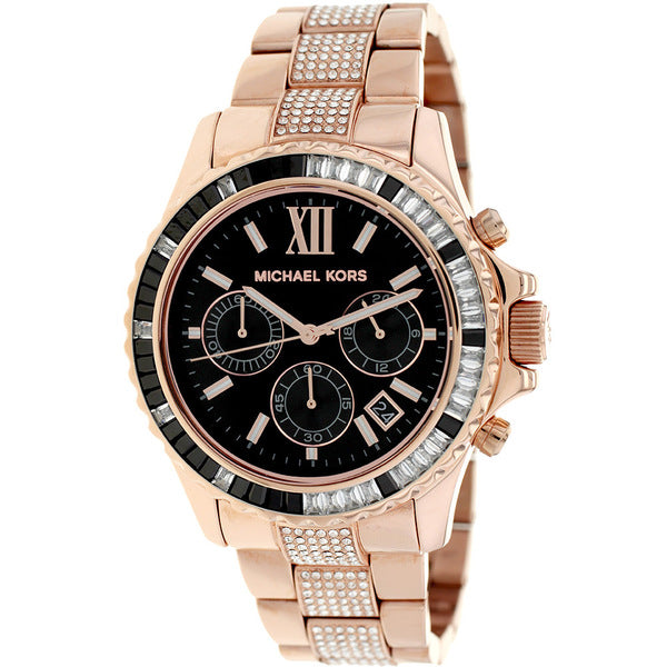 Michael Kors Rose Gold Everest Black Dial Chronograph Women's Watch  MK5875 - The Watches Men & CO